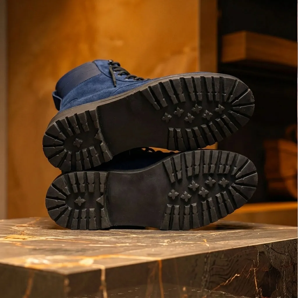 Blue Suede Leather Elvio Combat Boot sold by Costoso Italiano product image thumbnail 5