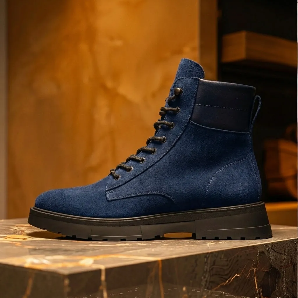 Blue Suede Leather Elvio Combat Boot sold by Costoso Italiano product image thumbnail 2