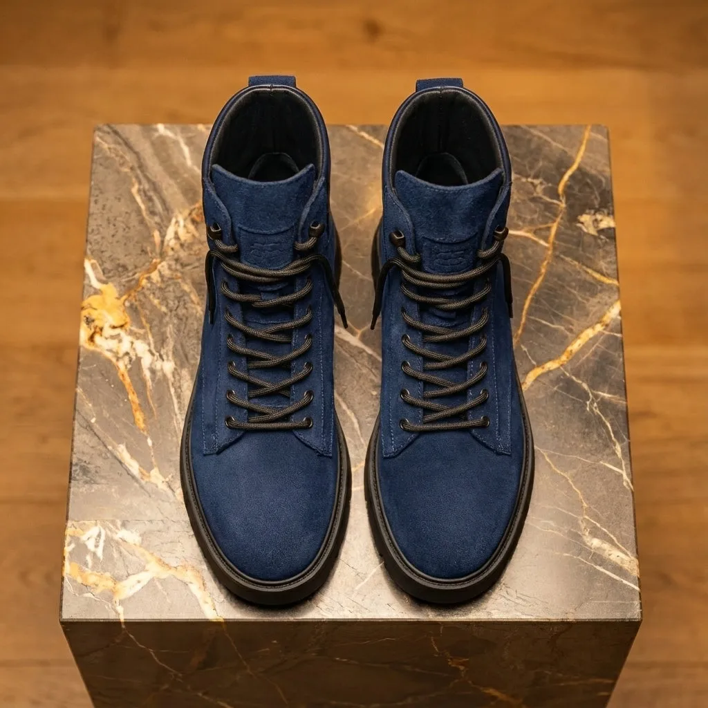 Blue Suede Leather Elvio Combat Boot sold by Costoso Italiano product image thumbnail 3