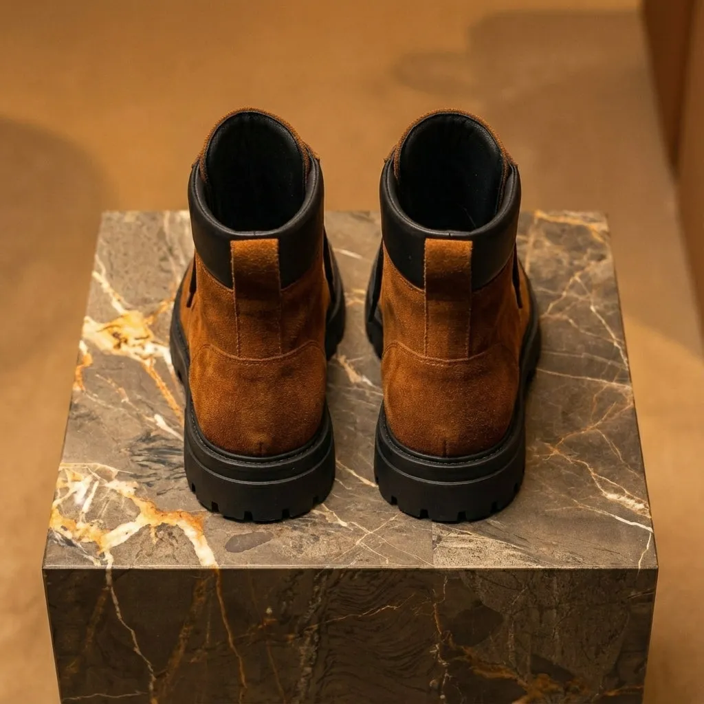 Brown Suede Leather Elvio Combat Boot sold by Costoso Italiano product image thumbnail 3