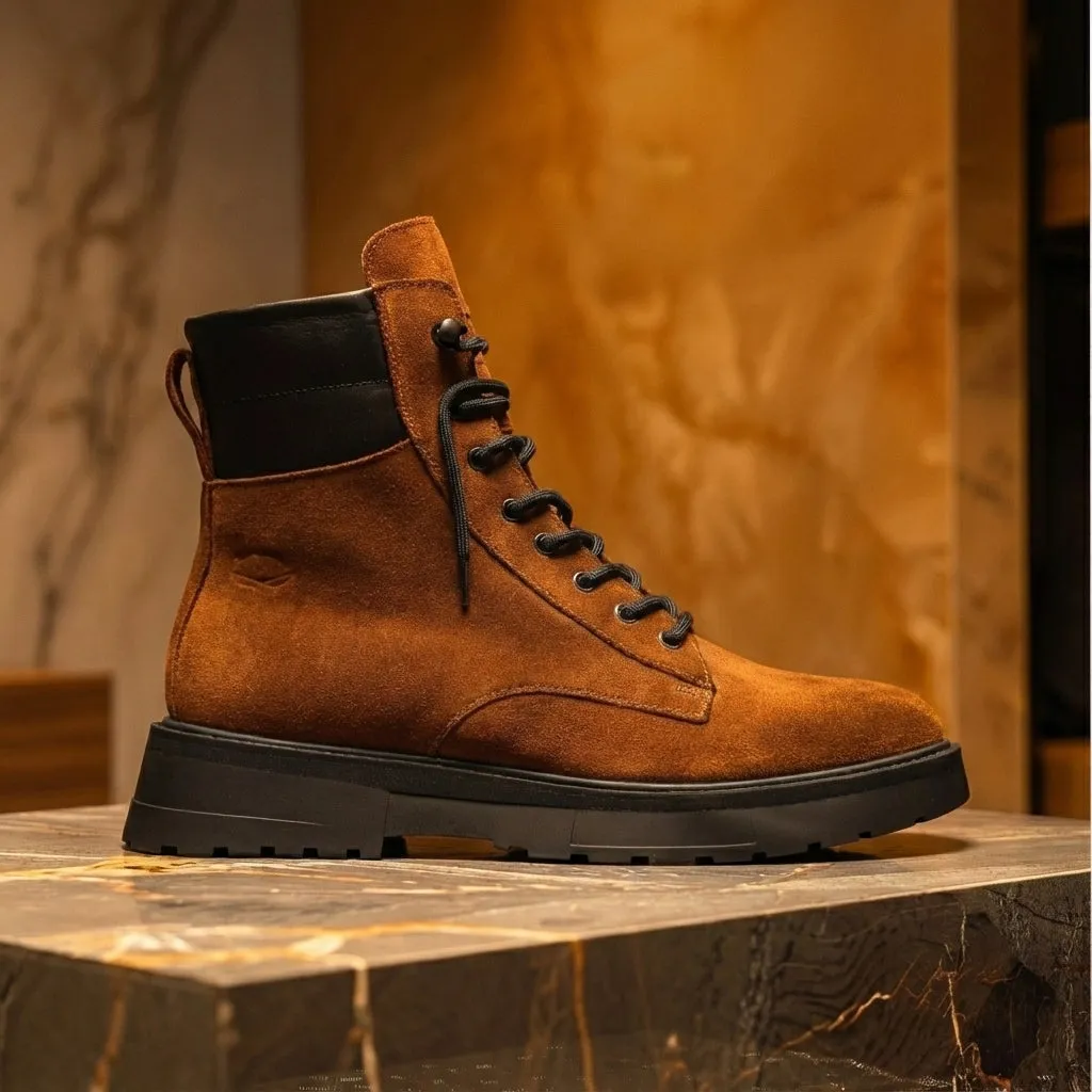 Brown Suede Leather Elvio Combat Boot sold by Costoso Italiano product image thumbnail 2