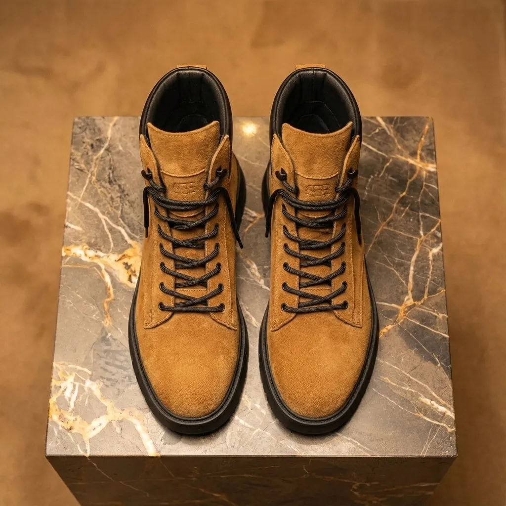 Tan Suede Leather Elvio Combat Boot sold by Costoso Italiano product image thumbnail 3