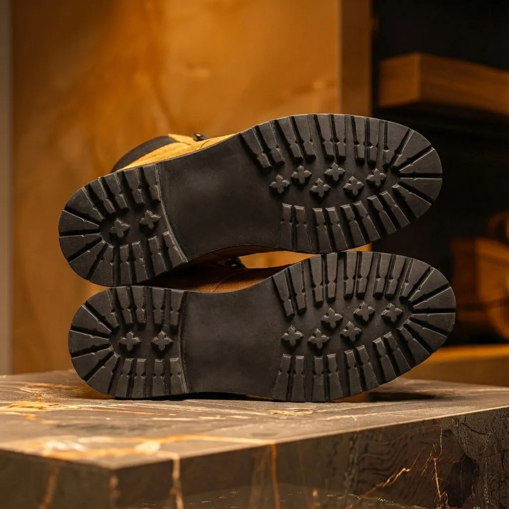 Tan Suede Leather Elvio Combat Boot sold by Costoso Italiano product image thumbnail 5