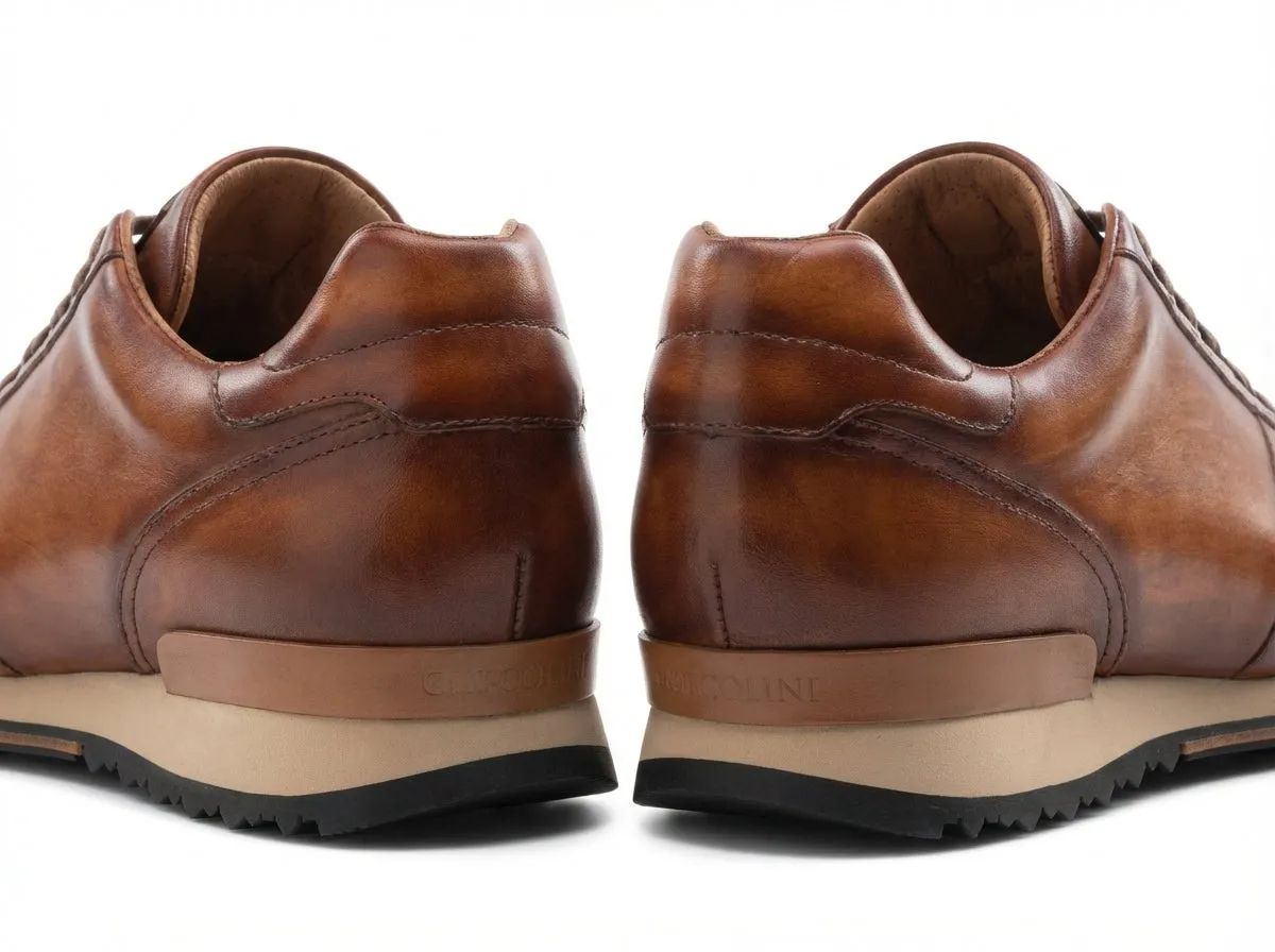 Tan Italian Leather Labasa Lace Up Sneakers sold by Costoso Italiano product image thumbnail 3