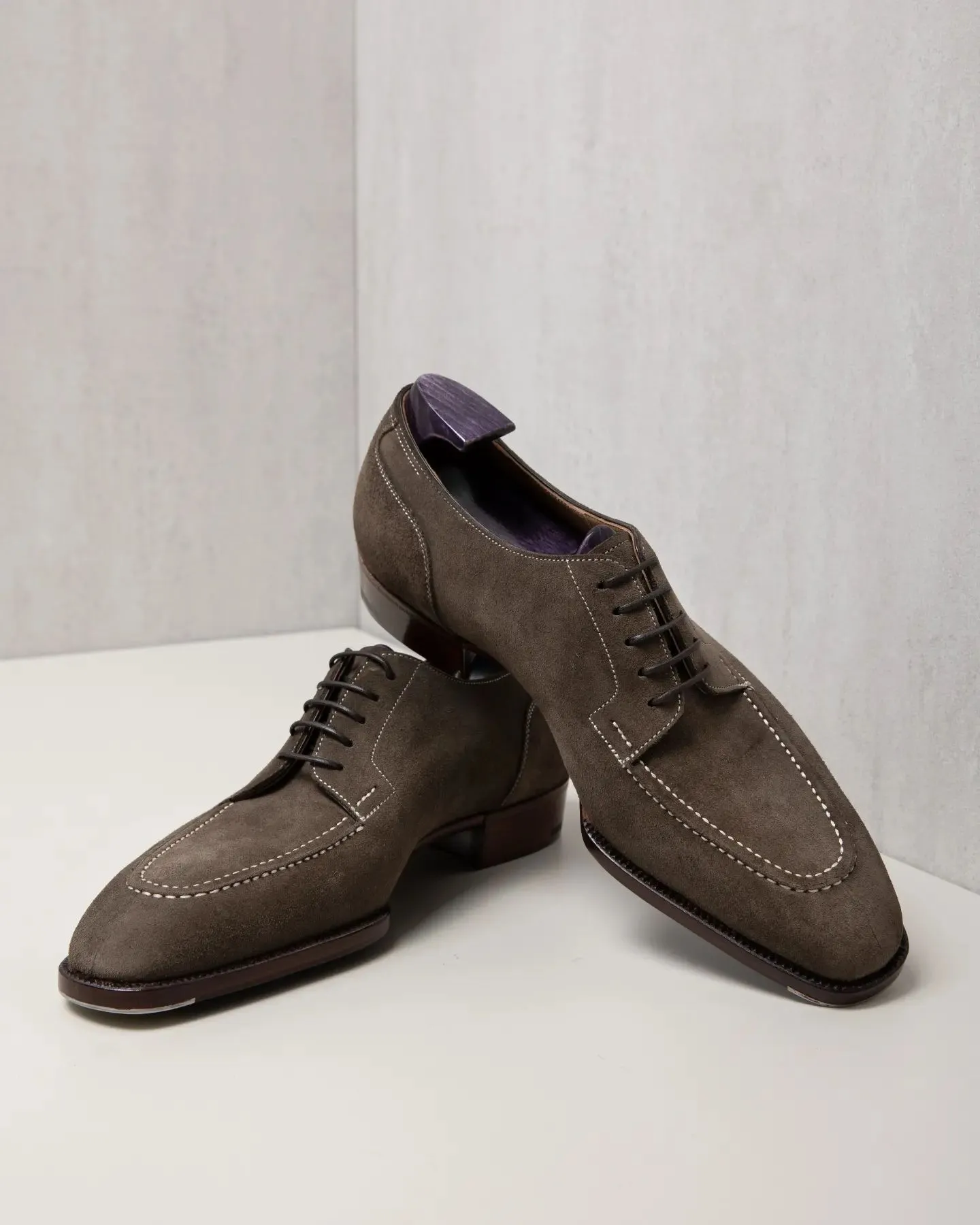 Brown Suede Leather Classic Composure Toe Cap Oxfords sold by Costoso Italiano product image thumbnail 3