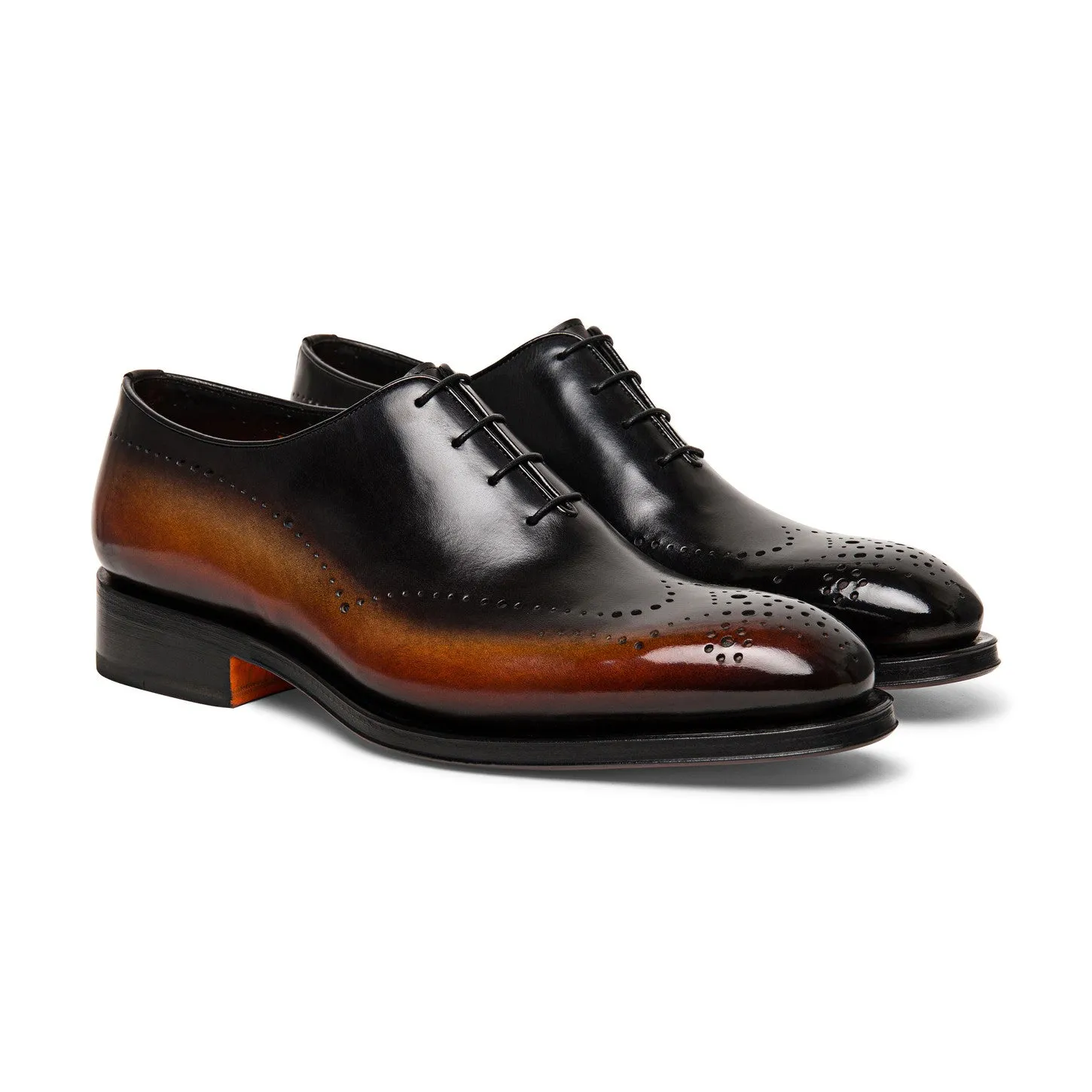 Black and Tan Leather Elliott Whole Cut Brogue Oxfords - Formal Shoes - AW24 sold by Costoso Italiano