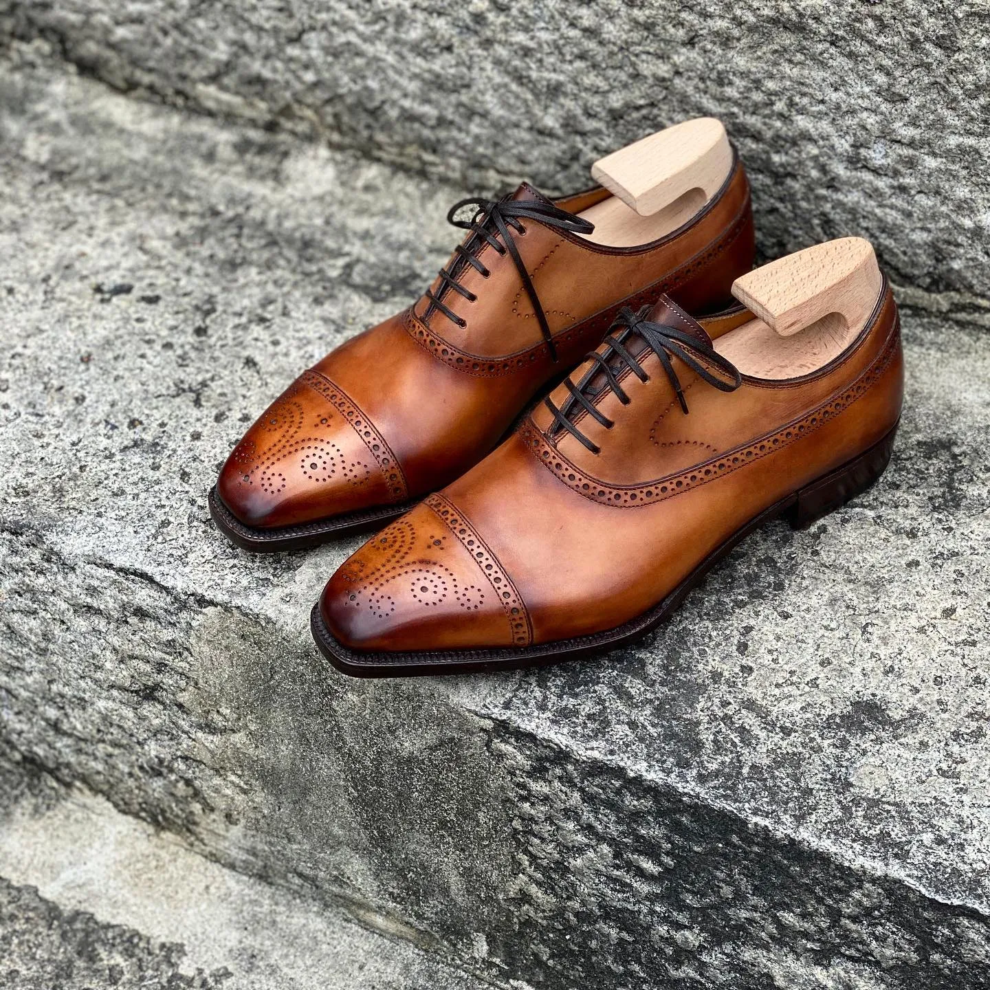 Tan Leather Kedara Brogue Toe Cap Oxfords - Formal Shoes - AW24 sold by Costoso Italiano