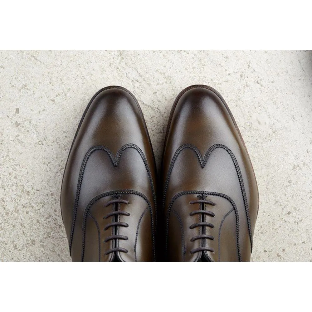 Flat Feet Shoes - Olive Green Leather Gedling Brogue Oxfords with Arch Support sold by Costoso Italiano product image thumbnail 3