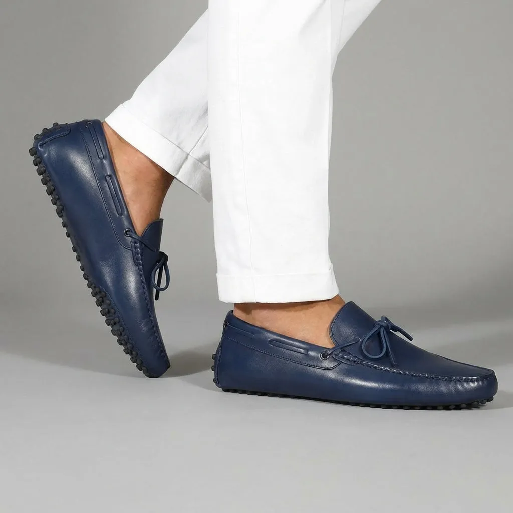 blue Leather Ophelia Driving Loafers - AW24 sold by Costoso Italiano