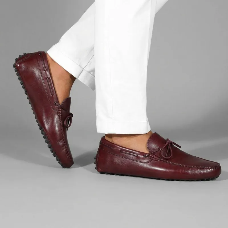 Burgundy Leather Ophelia Driving Loafers - AW24 sold by Costoso Italiano