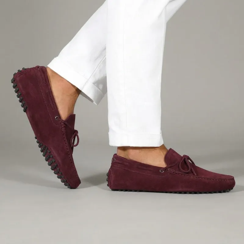 Burgundy Suede Ophelia Driving Loafers - AW24 sold by Costoso Italiano
