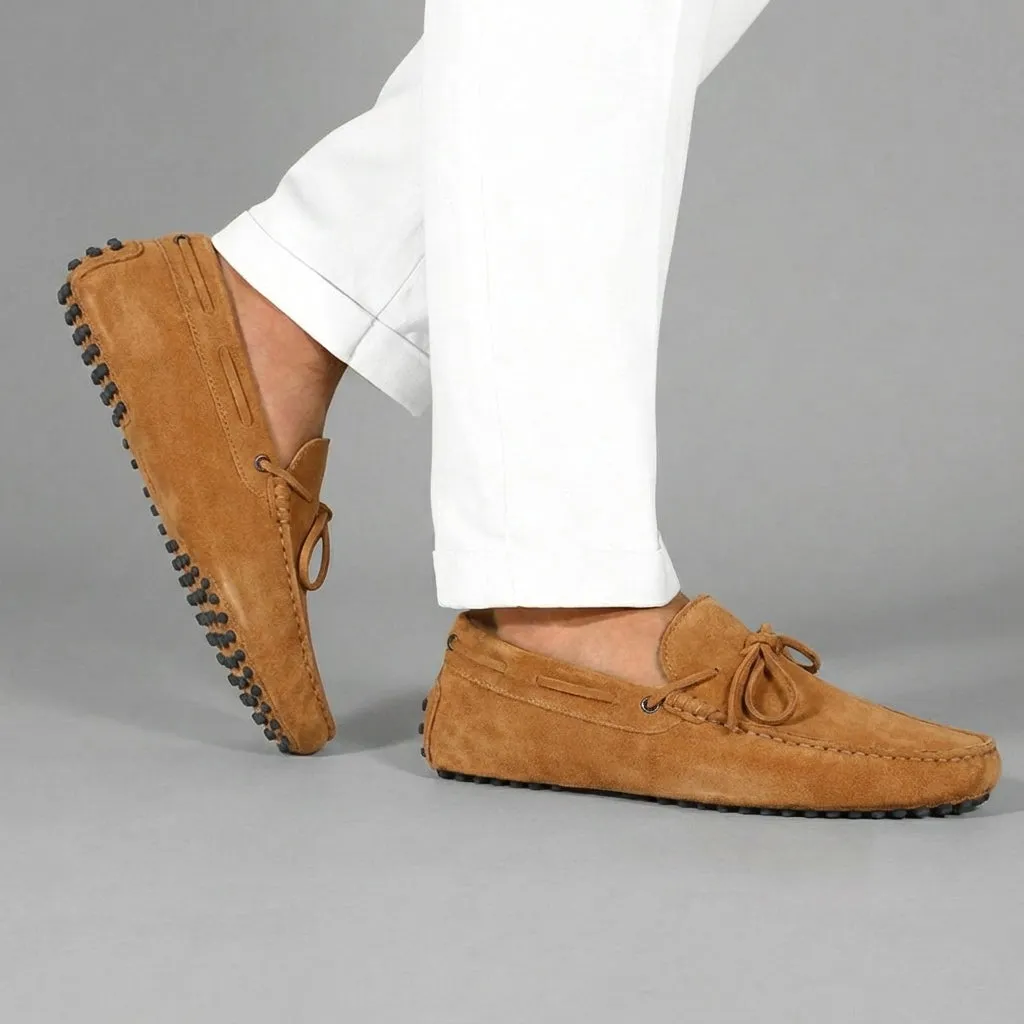 Tan Suede Ophelia Driving Loafers - AW24 sold by Costoso Italiano