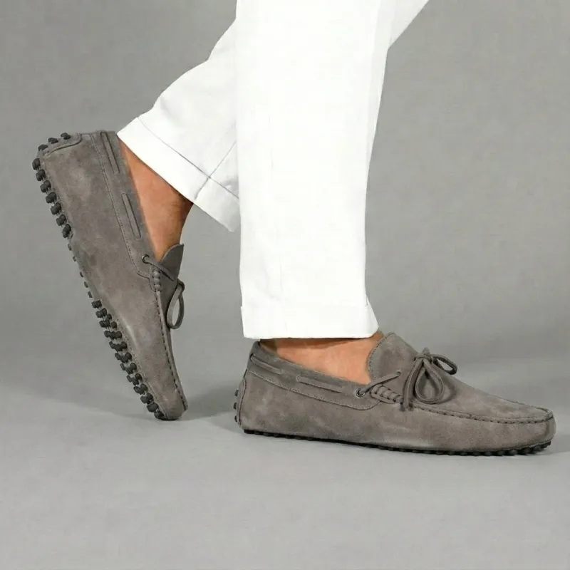 Grey Suede Ophelia Driving Loafers - AW24 sold by Costoso Italiano