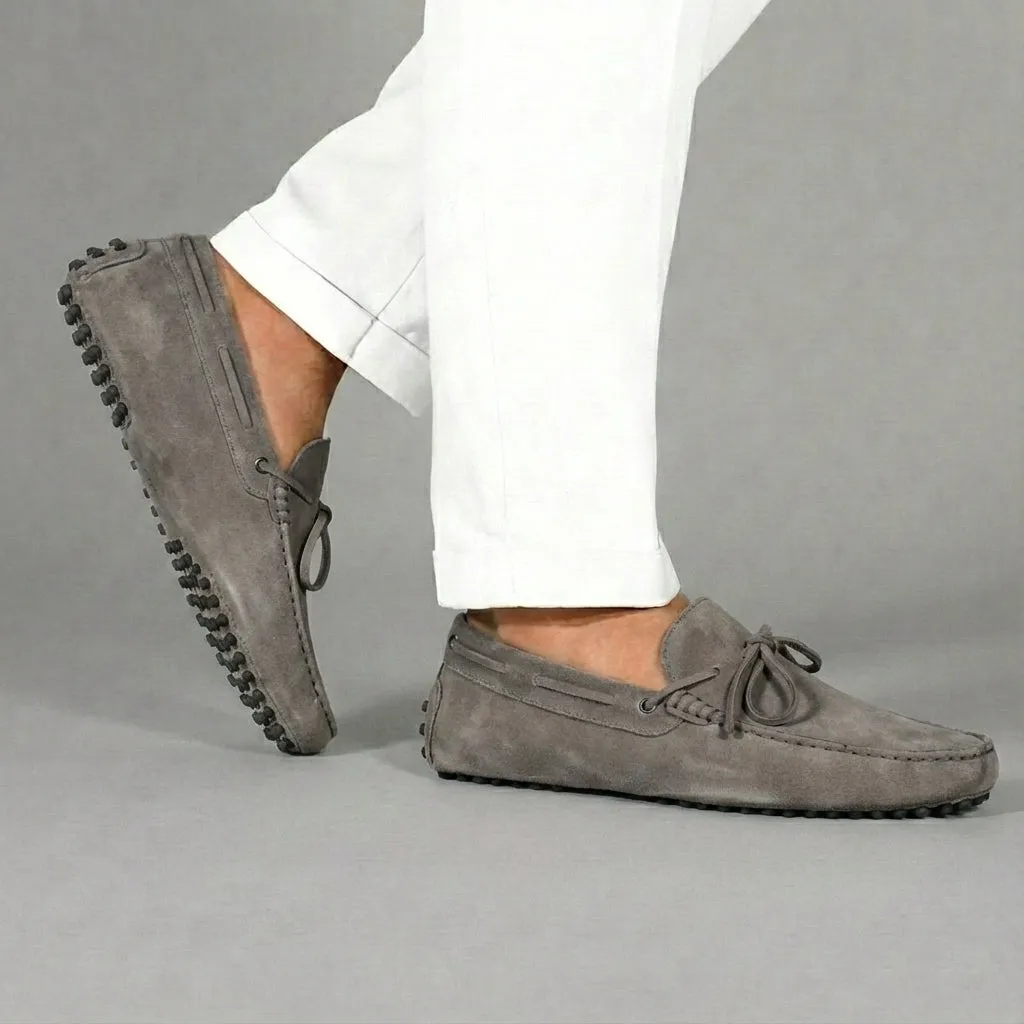 Grey Suede Ophelia Driving Loafers - AW24 sold by Costoso Italiano