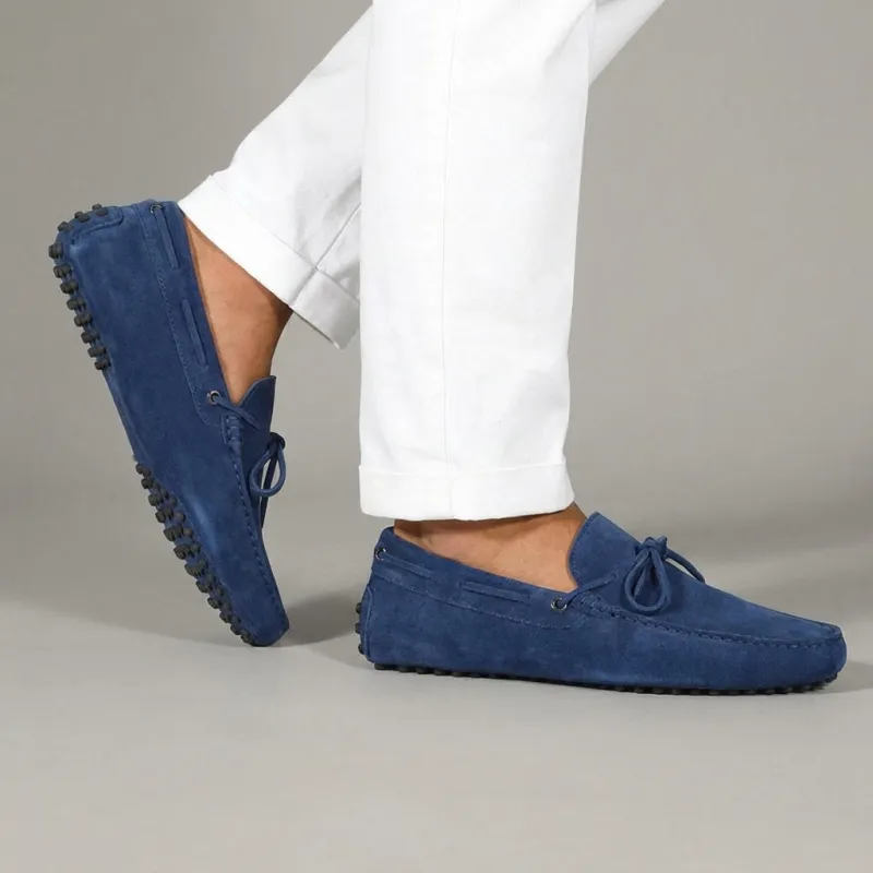 Blue Suede Ophelia Driving Loafers - AW24 sold by Costoso Italiano