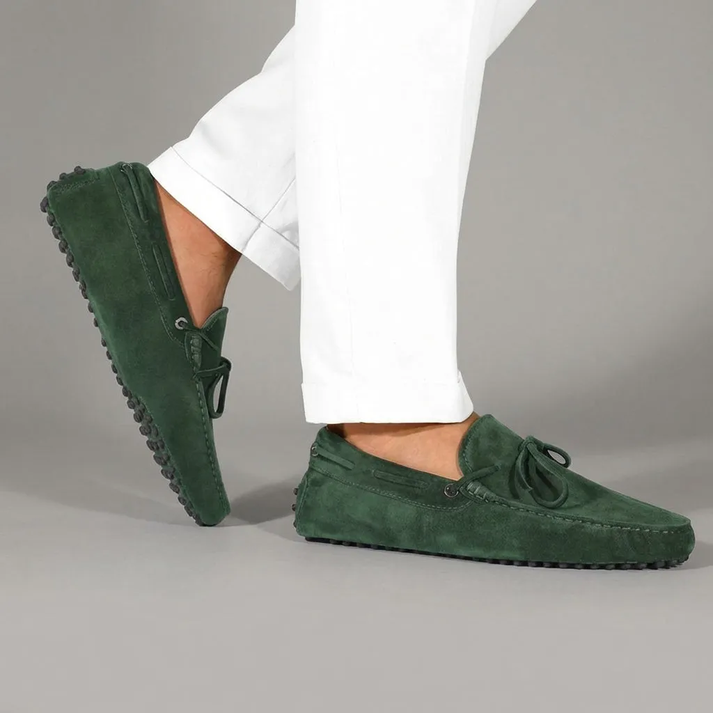 Green Suede Ophelia Driving Loafers - AW24 sold by Costoso Italiano