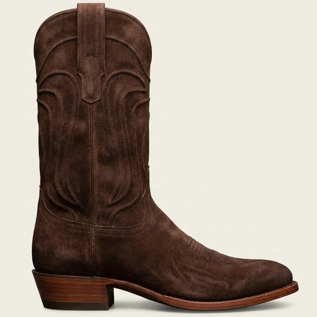 Brown Suede Leather Renovaux Slip On Zipper Western Cowboy Boots - AW24 sold by Costoso Italiano product image thumbnail 2