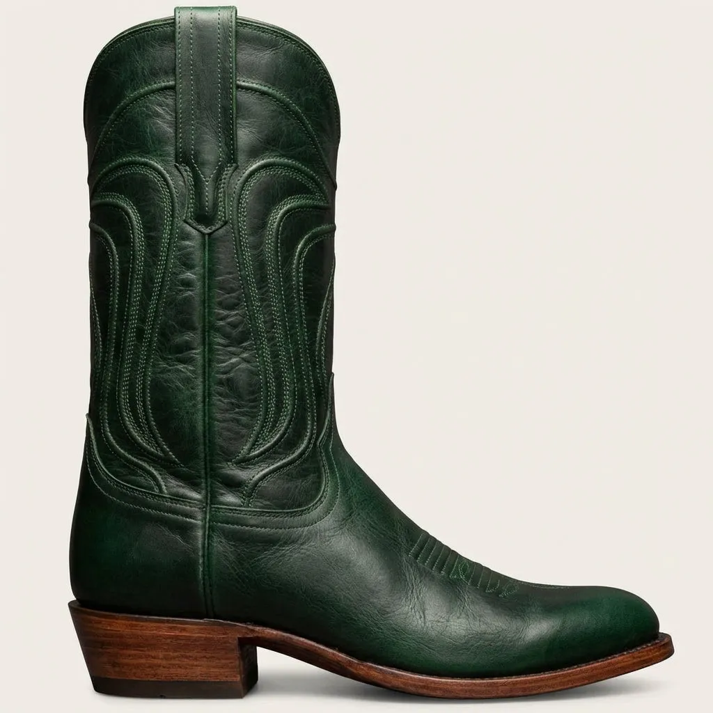 Green Leather Renovaux Slip On Zipper Western Cowboy Boots - AW24 sold by Costoso Italiano product image thumbnail 2