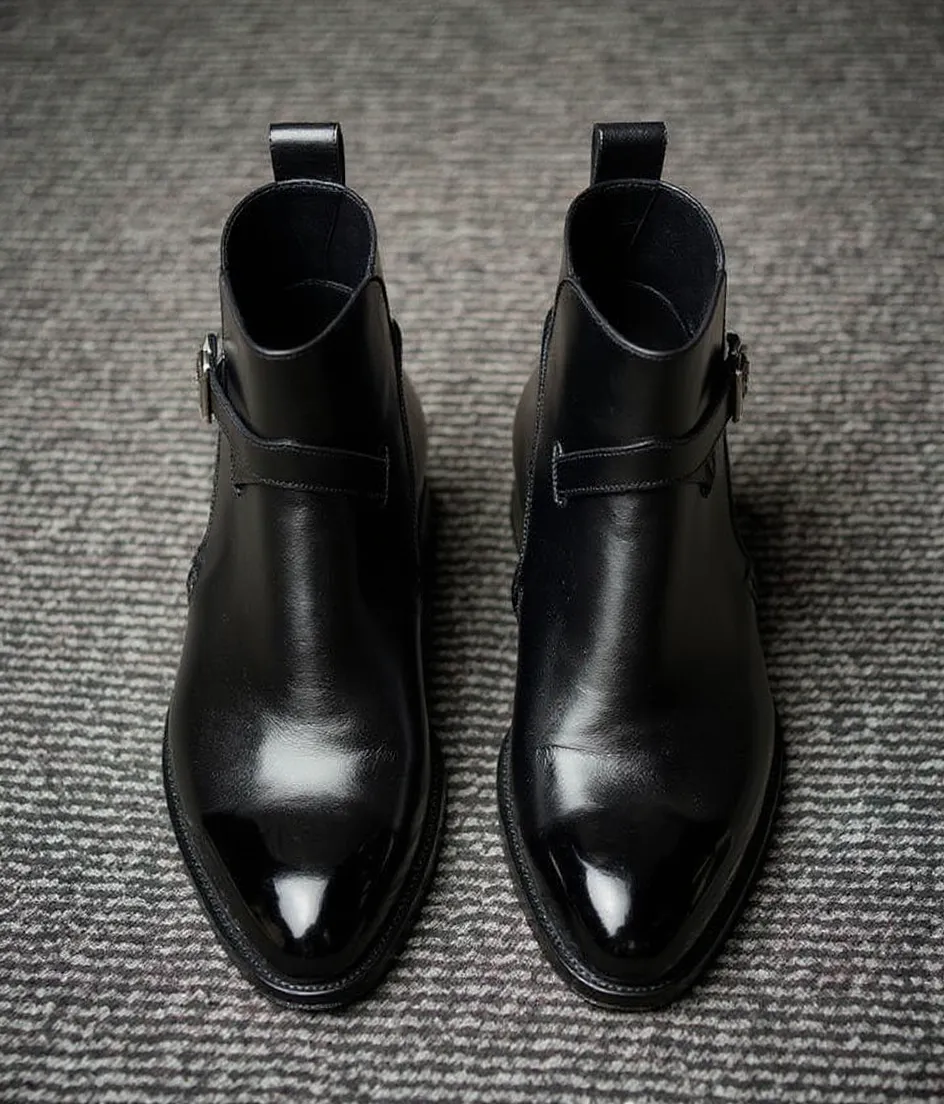 Extra Narrow Shoes (2A,4A,6A) Black Leather Alvor Slip On Jodhpur Boots - ITALIAN AW26 sold by Costoso Italiano product image thumbnail 2