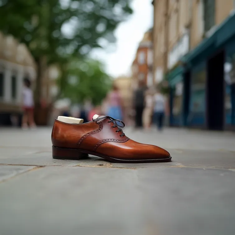 Extra Narrow Shoes (2A,4A,6A) Tan Leather Elowen Brogue Oxfords - Formal Shoes - SS23 - ITALIAN AW26 sold by Costoso Italiano product image thumbnail 2