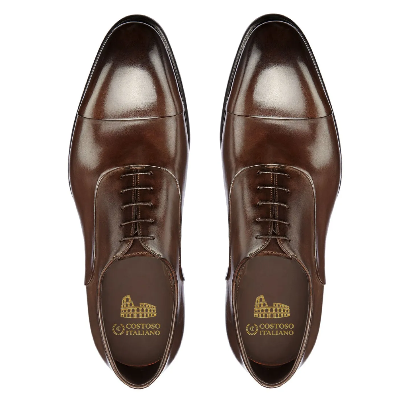 Extra Wide Shoes (2E,4E,6E) Brown Leather Woodford Balmoral Toe Cap Oxfords - Formal Shoes - ITALIAN AW26 sold by Costoso Italiano product image thumbnail 3