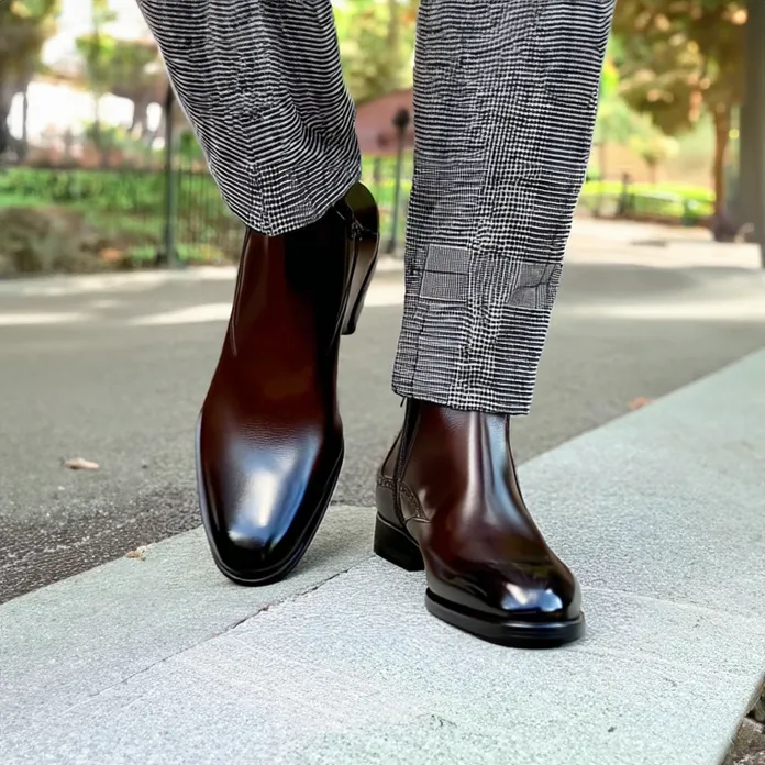 Extra Wide Shoes (2E,4E,6E) Brown Leather Beja Zipper Boots - ITALIAN AW26 sold by Costoso Italiano product image thumbnail 2