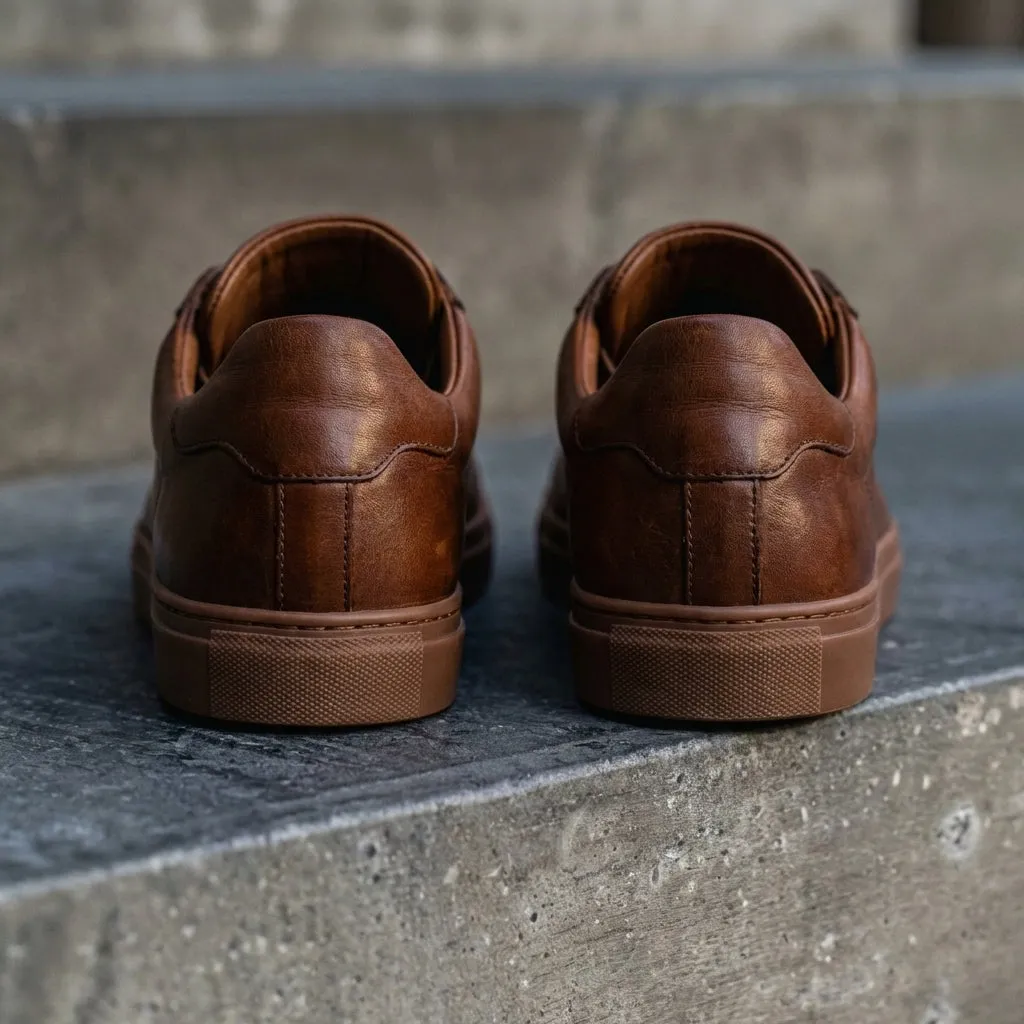 Brown Leather Remigio Lace-Up With Red Sole Sneakers sold by Costoso Italiano product image thumbnail 3