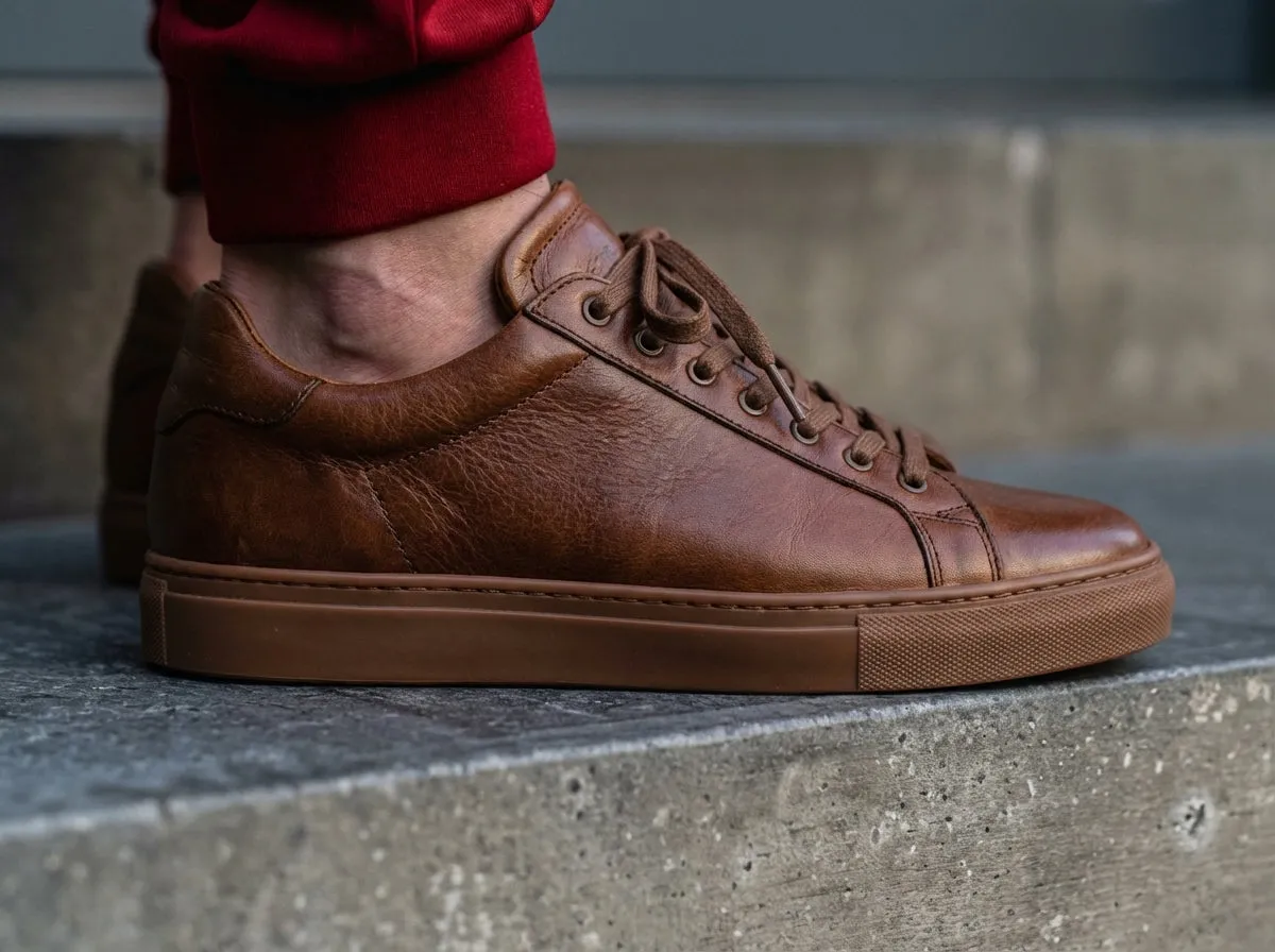 Brown Leather Remigio Lace-Up With Red Sole Sneakers sold by Costoso Italiano product image thumbnail 4