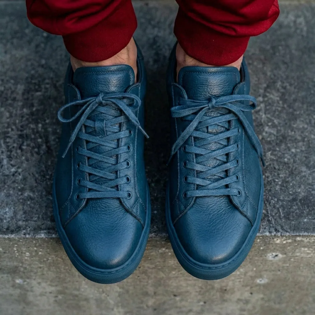 Blue Leather Remigio Lace-Up With Red Sole Sneakers sold by Costoso Italiano product image thumbnail 2
