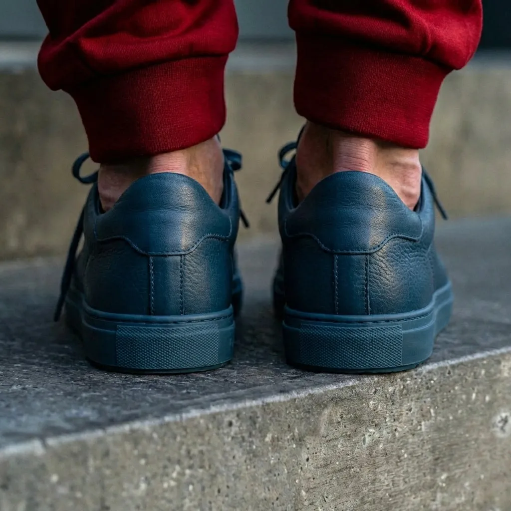 Blue Leather Remigio Lace-Up With Red Sole Sneakers sold by Costoso Italiano product image thumbnail 3