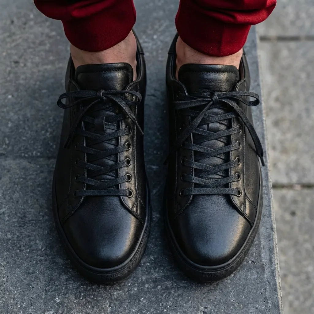Black Leather Remigio Lace-Up With Red Sole Sneakers sold by Costoso Italiano product image thumbnail 2