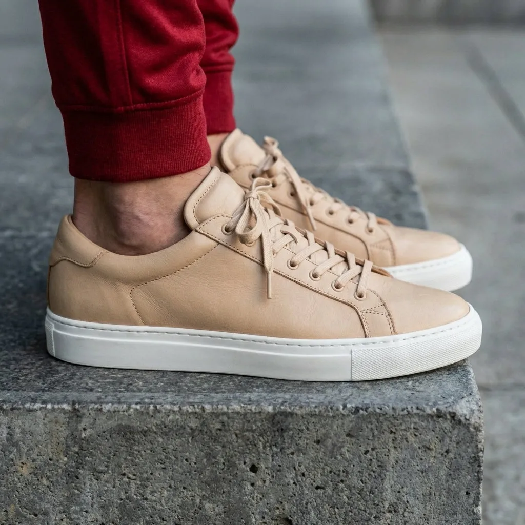 Beige Leather Remigio Lace-Up With Red Sole Sneakers sold by Costoso Italiano product image thumbnail 3