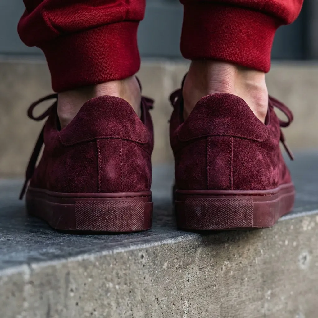 Burgundy Suede Leather Remigio Lace-Up With Red Sole Sneakers sold by Costoso Italiano product image thumbnail 4