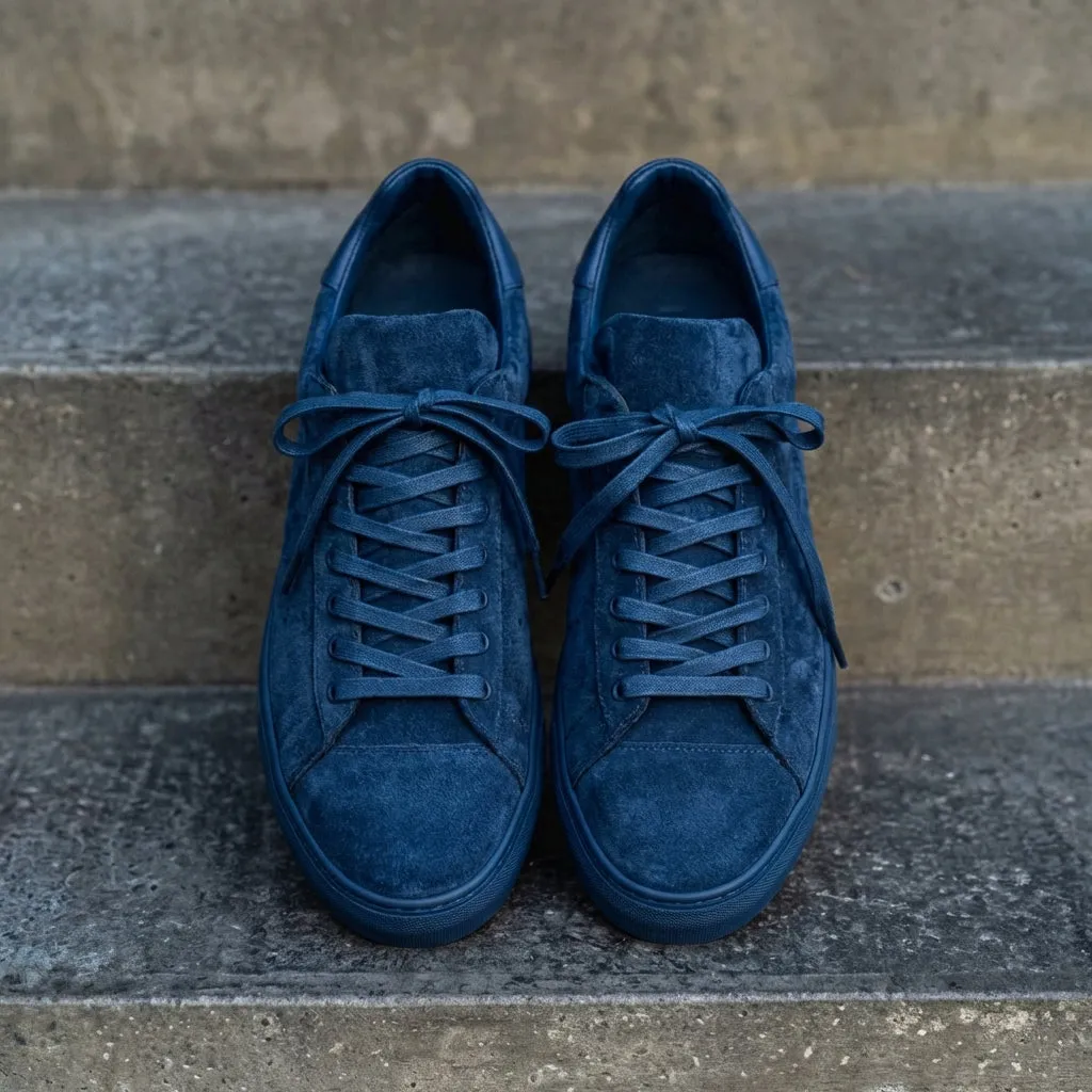 Blue Suede Leather Remigio Lace-Up With Red Sole Sneakers sold by Costoso Italiano product image thumbnail 2