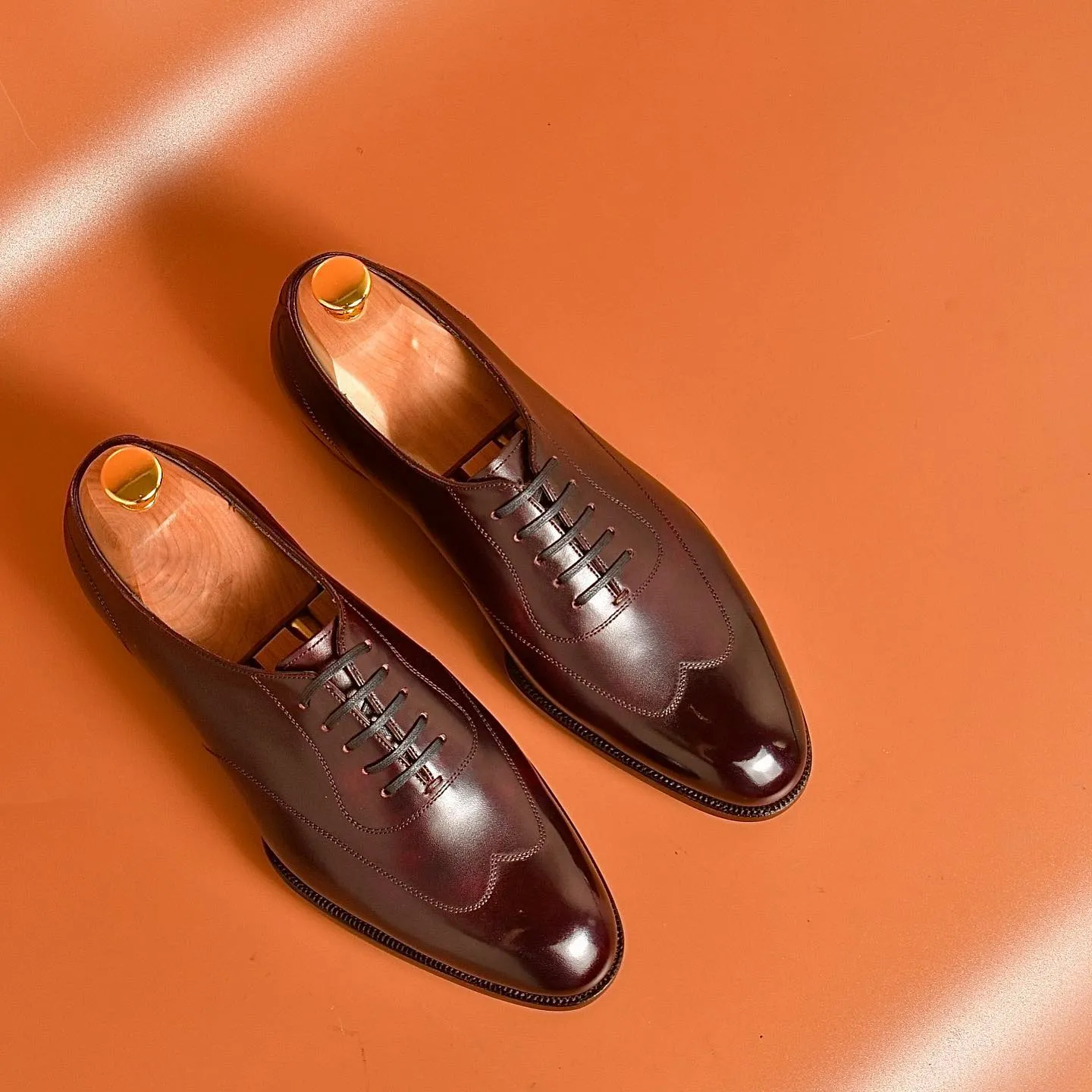 Brown Leather Bologna Wingtip Oxford Shoes - AW24 sold by Costoso Italiano