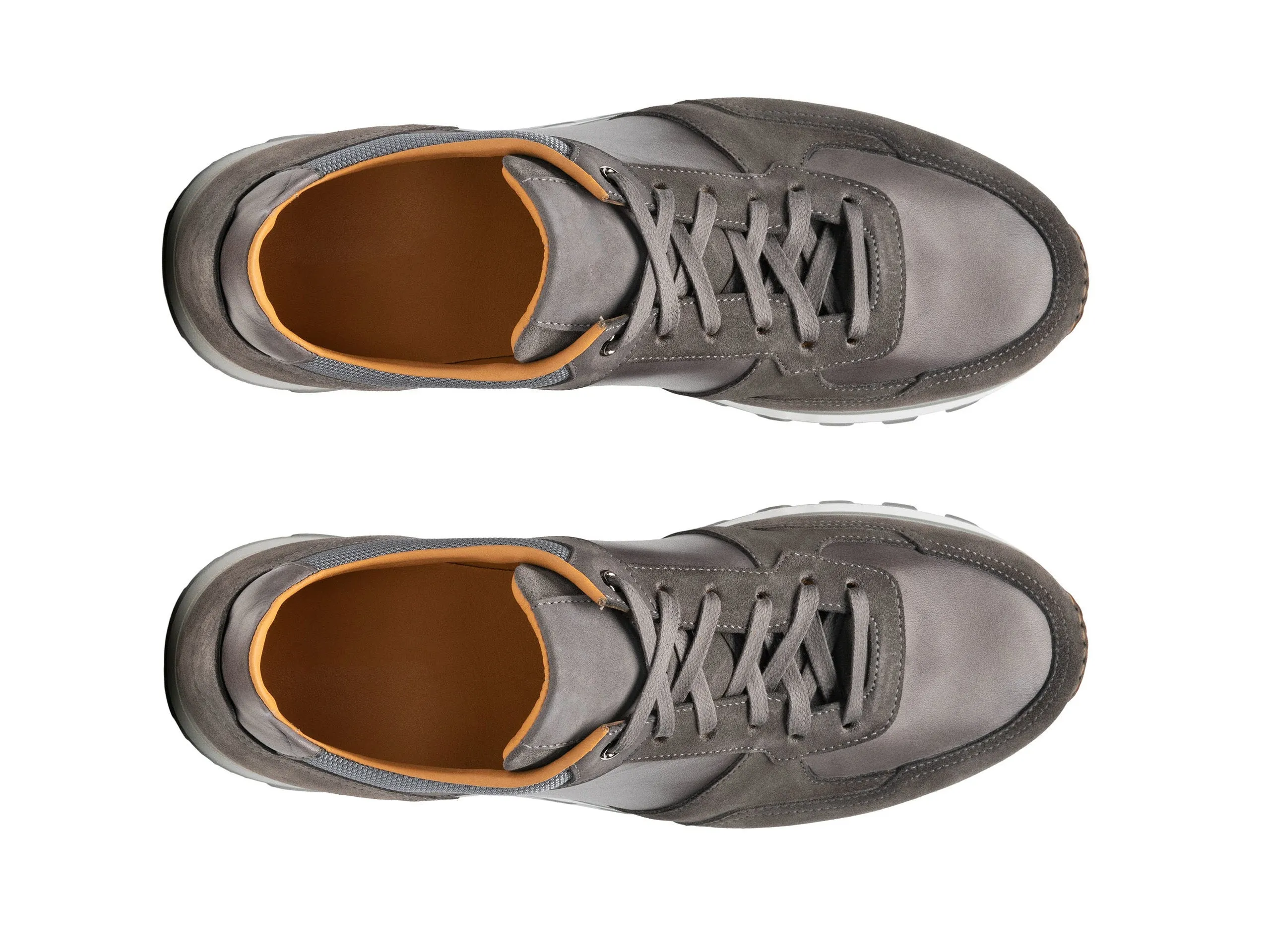 Height Increasing Grey Suede and Leather Nausori Lace Up Running Sneaker Shoes sold by Costoso Italiano product image thumbnail 3
