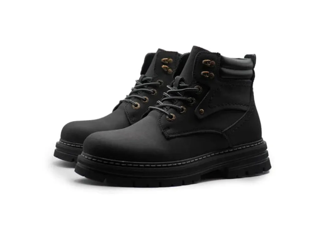 Black Suede Leather Lace-Up Adventure Ambler Zipper in Middle Chunky Boots - Hiking and Trekking Boots sold by Costoso Italiano