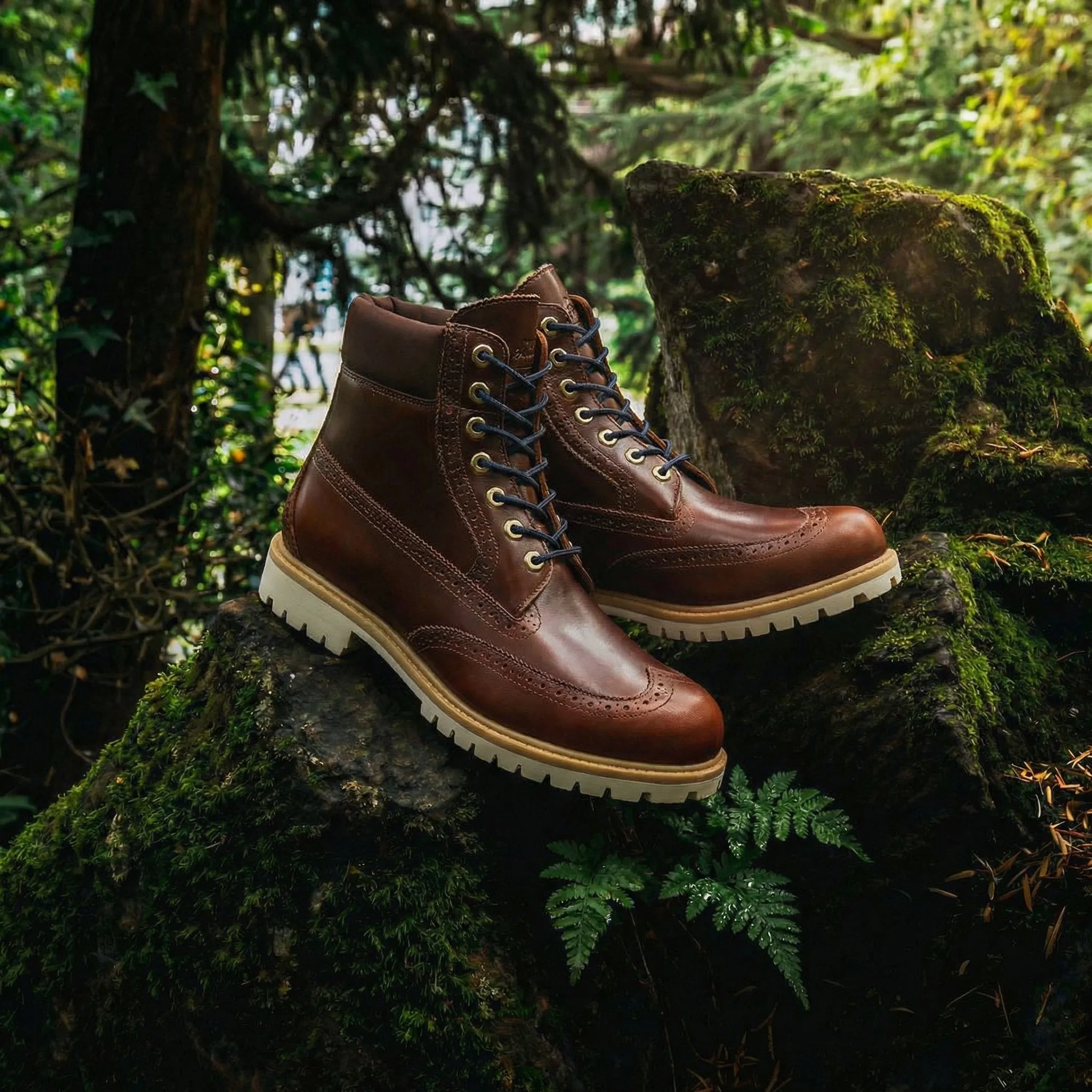 Burgundy Leather wingtape Selvaggio Ankle Lace Up Combat Hiking Boots with Chunky Track Sole sold by Costoso Italiano