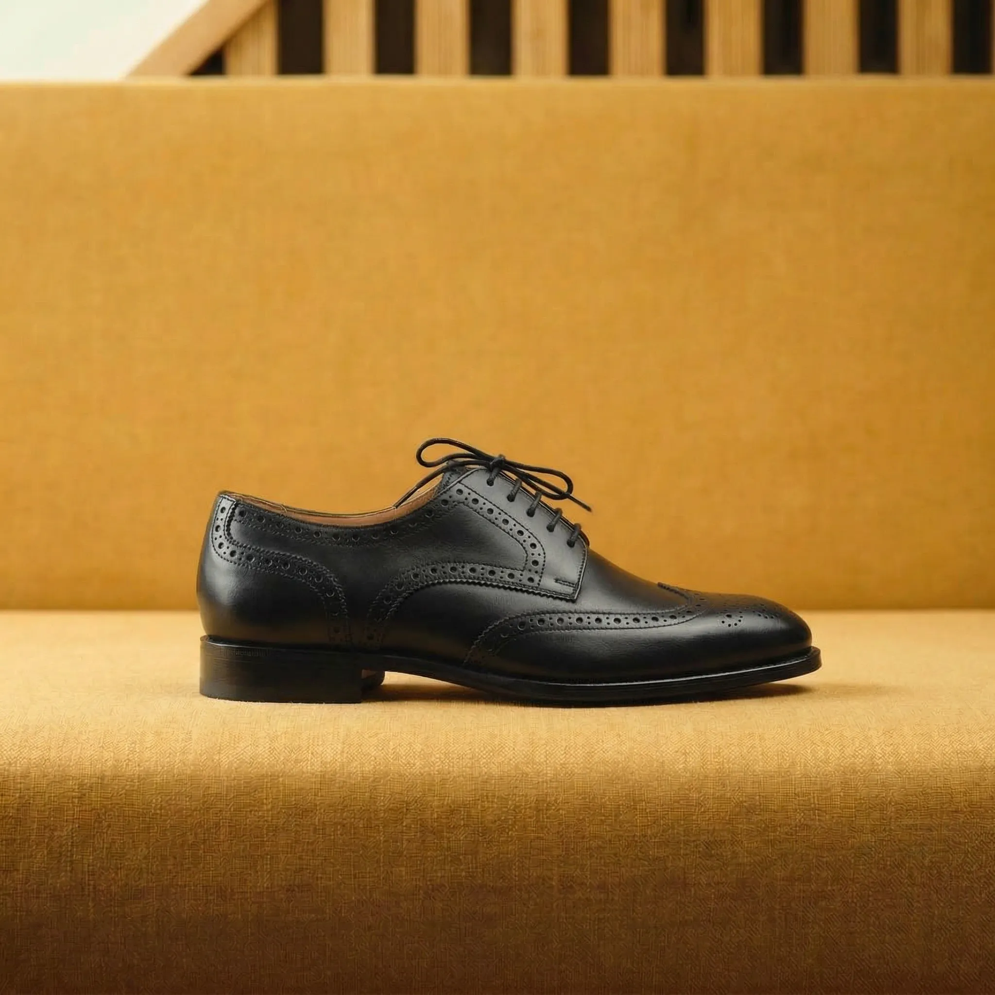 Height Increasing Black Leather Alessandro Brogue Oxford Shoes sold by Costoso Italiano product image thumbnail 3