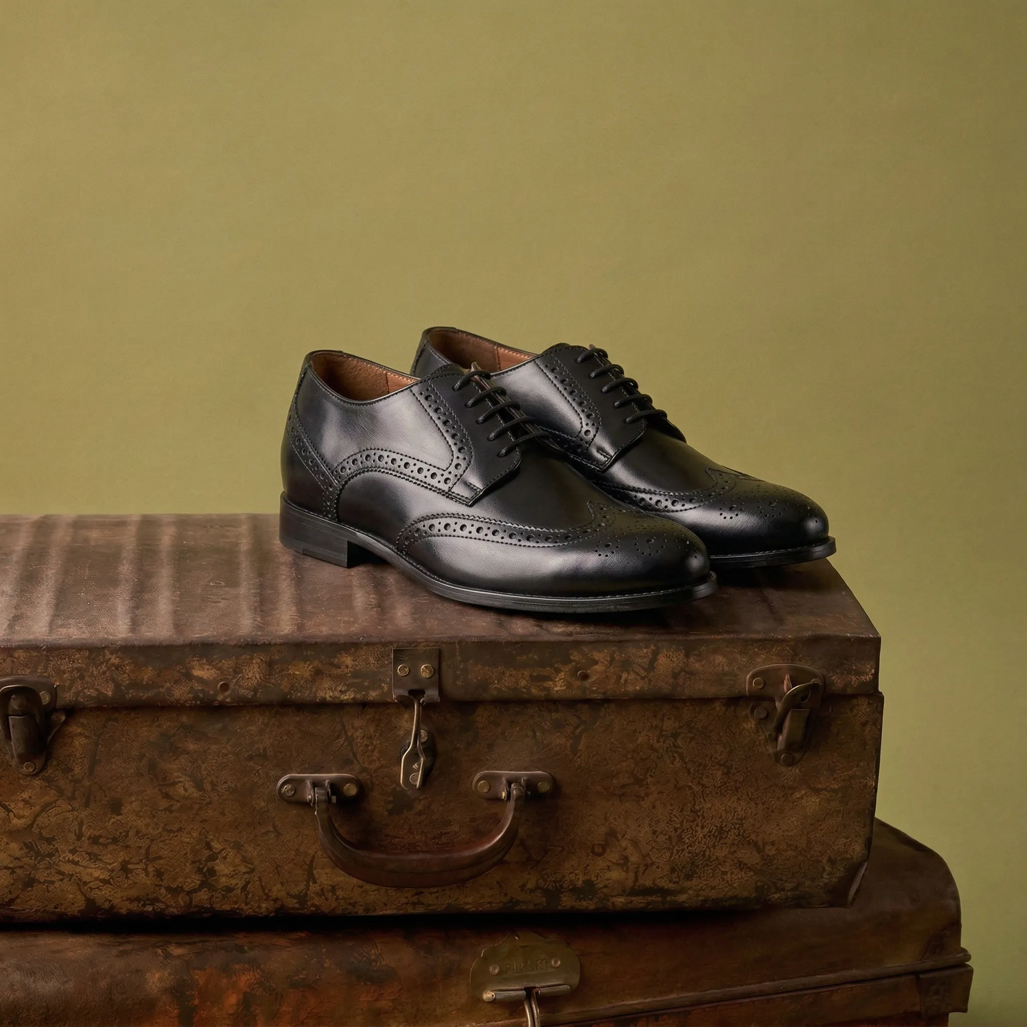 Height Increasing Black Leather Alessandro Brogue Oxford Shoes sold by Costoso Italiano product image thumbnail 4