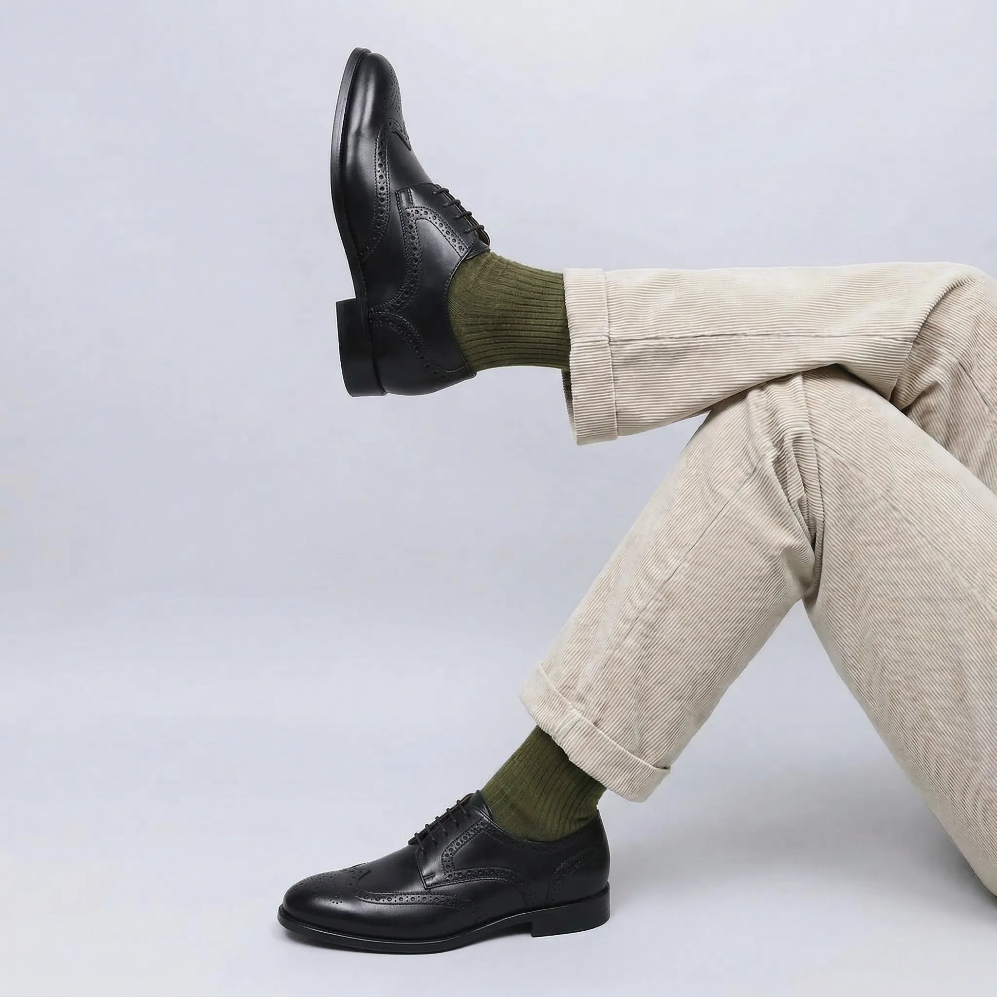 Height Increasing Black Leather Alessandro Brogue Oxford Shoes sold by Costoso Italiano product image thumbnail 2