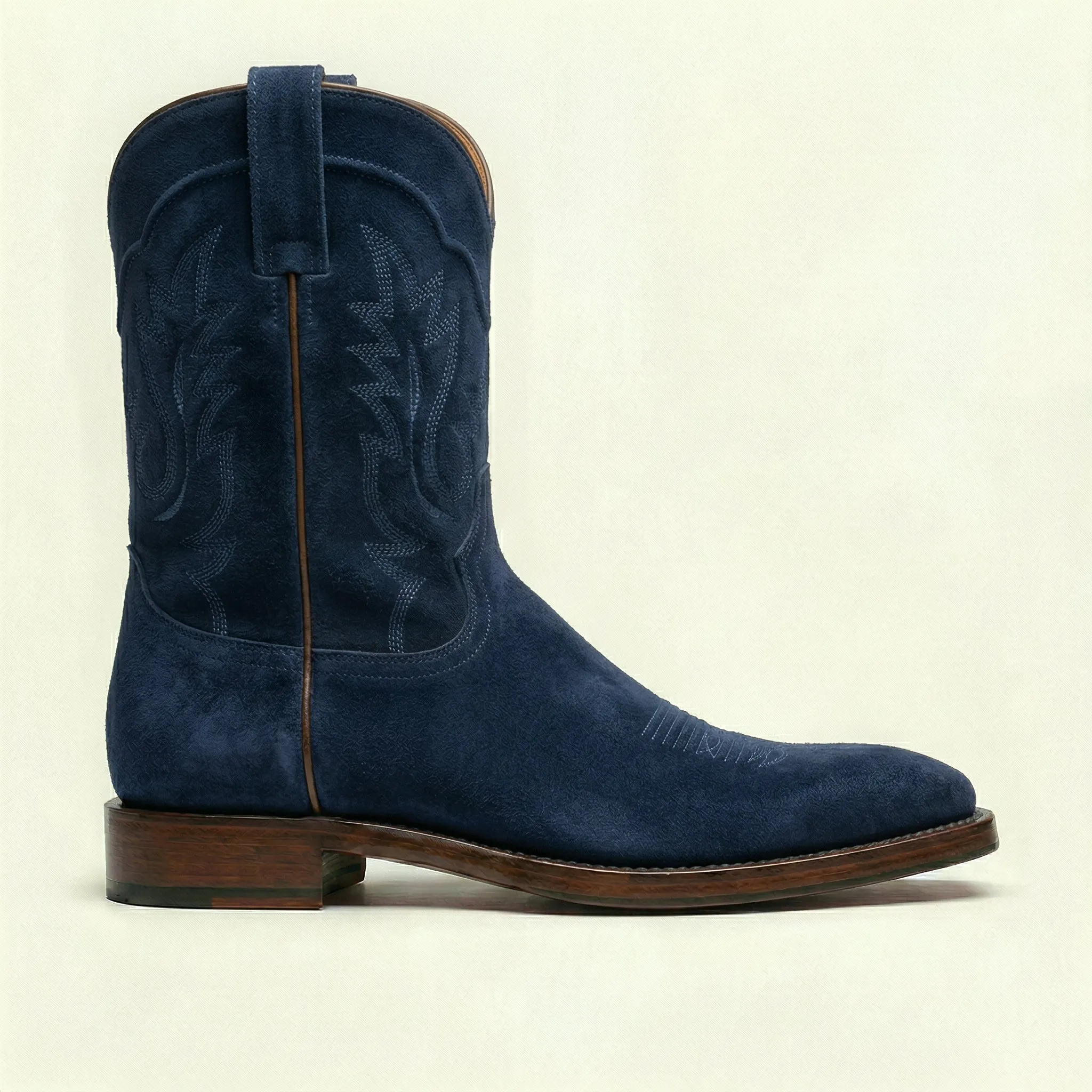 Navy Blue Suede Lucente Cowboy Boot sold by Costoso Italiano product image thumbnail 3