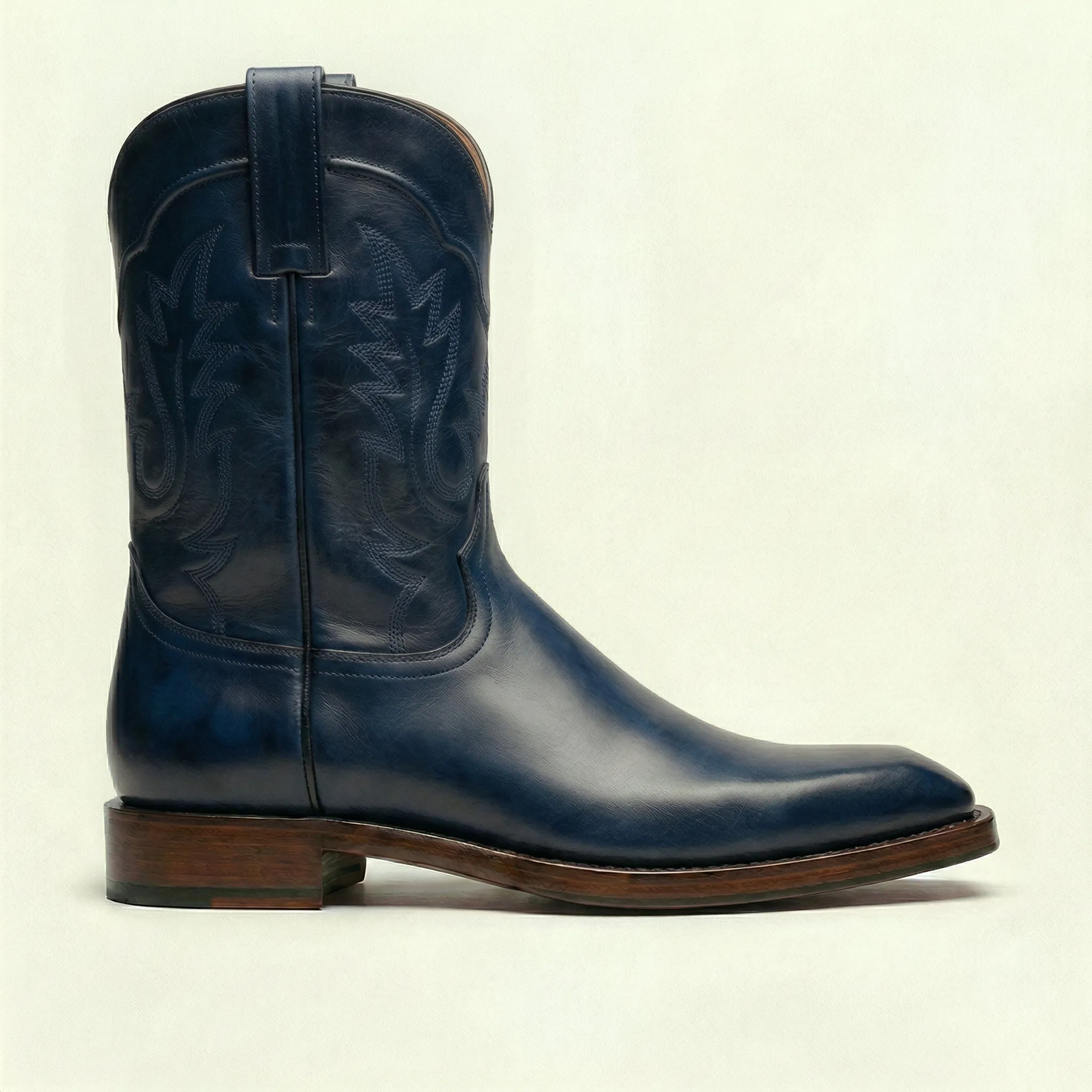 Navy Blue Leather Lucente Cowboy Boot sold by Costoso Italiano product image thumbnail 3