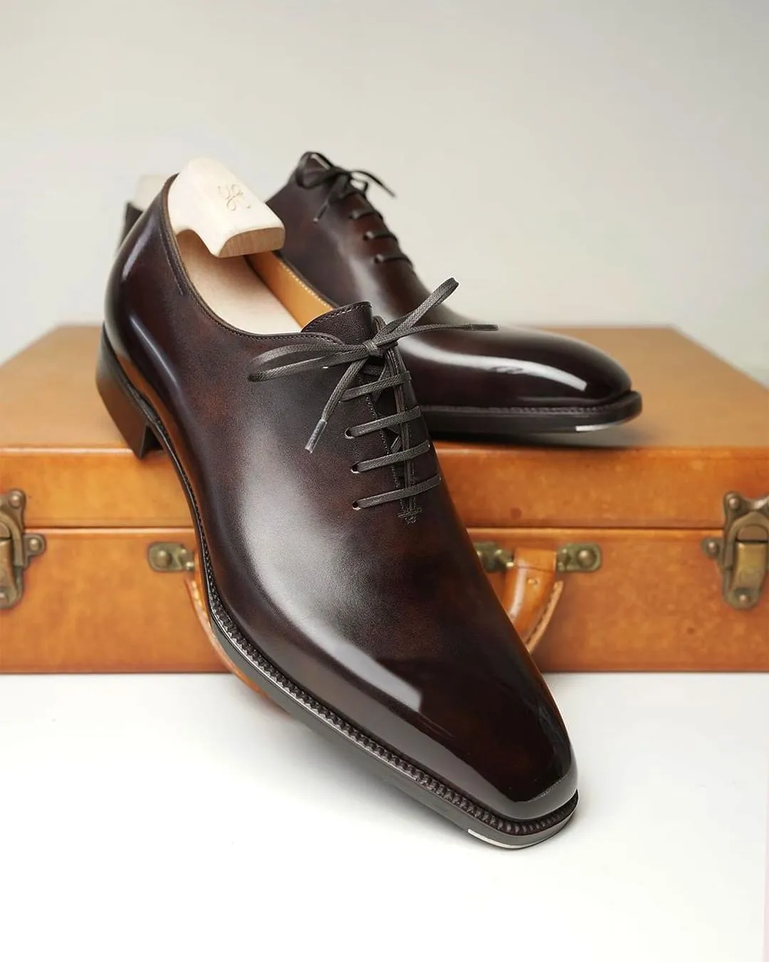 Brown Leather Lorcin Whole Cut Oxfords - Formal Shoes - AW24 sold by Costoso Italiano