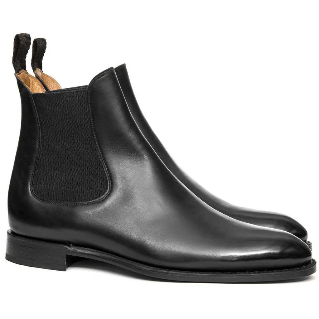 Height Increasing Black Leather Fenland Slip On Chelsea Boots sold by Costoso Italiano