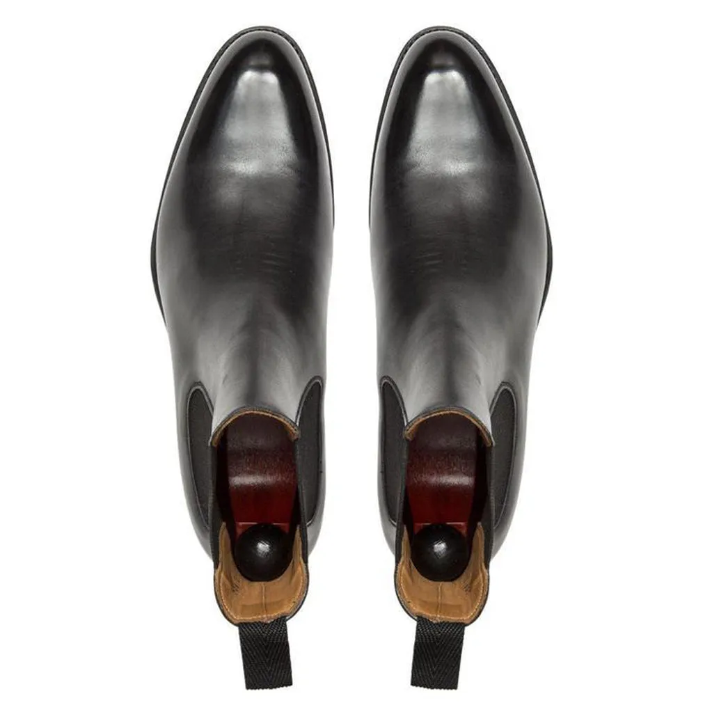 Height Increasing Black Leather Fenland Slip On Chelsea Boots sold by Costoso Italiano product image thumbnail 5