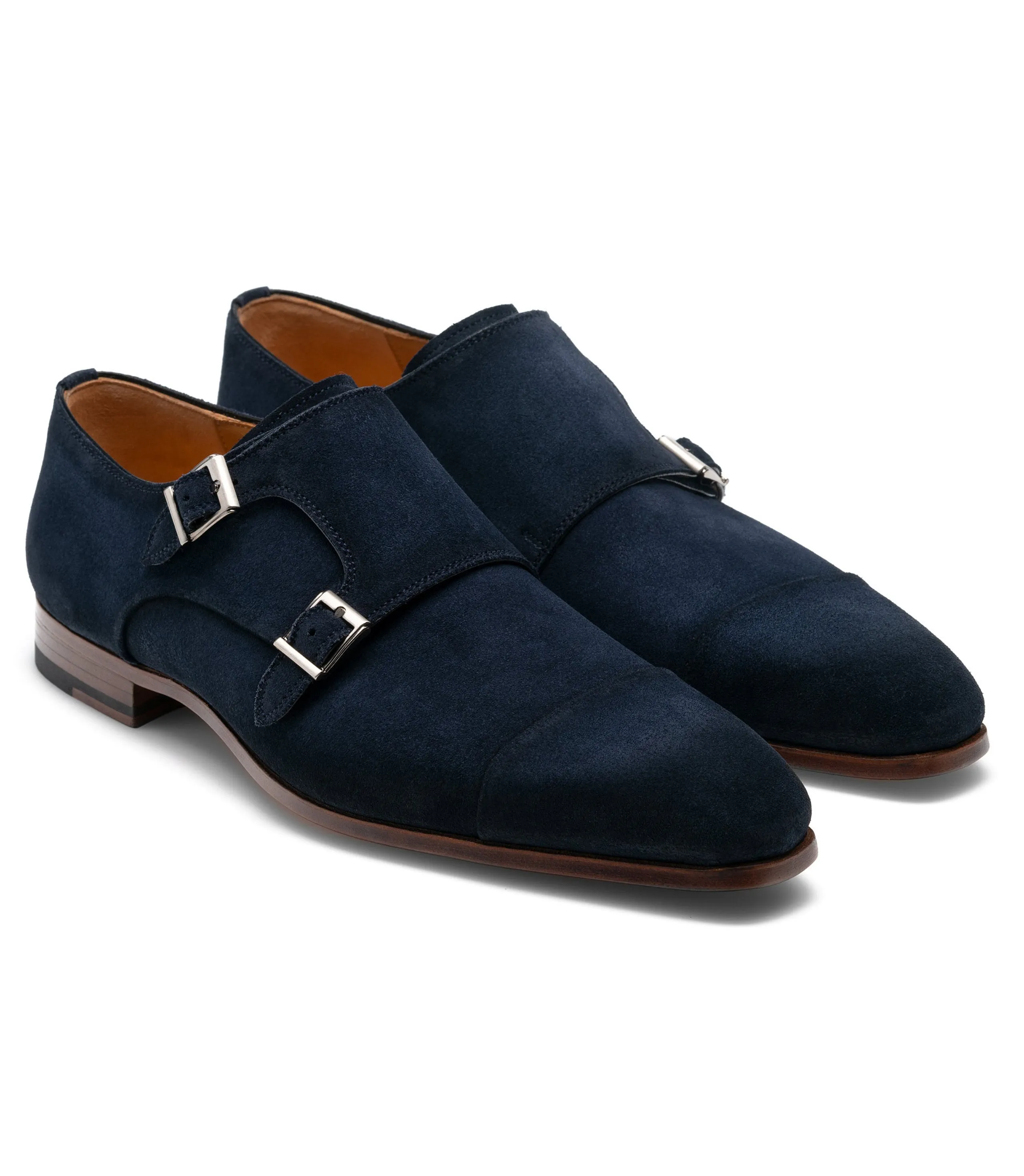 Height Increasing Blue Suede Gariton Monk Strap Shoes sold by Costoso Italiano