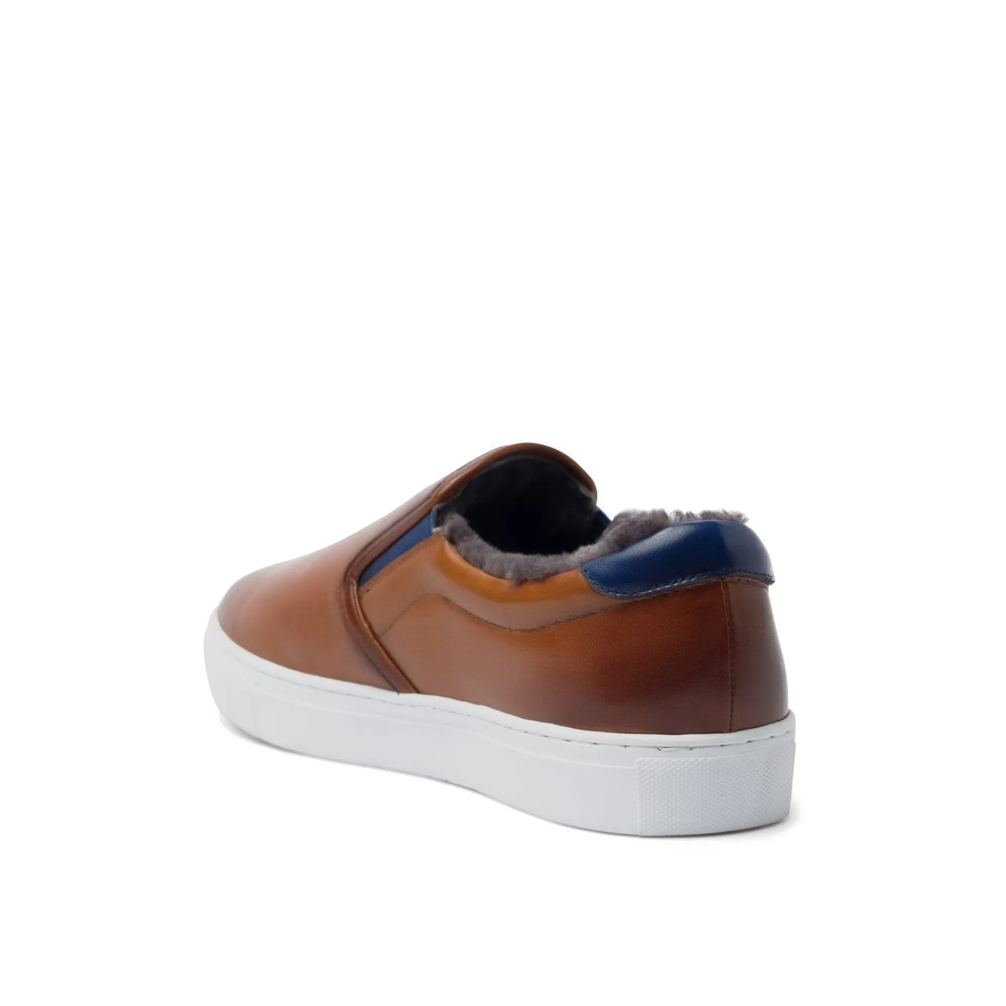 Height Increasing Tan Leather Alton Shearling Cuff Sneakers sold by Costoso Italiano product image thumbnail 4