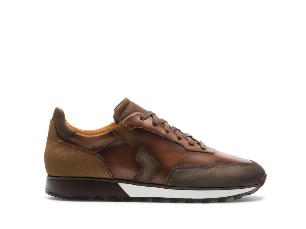 Brown Suede and Leather Laivai Lace Up Running Sneaker Shoes sold by Costoso Italiano