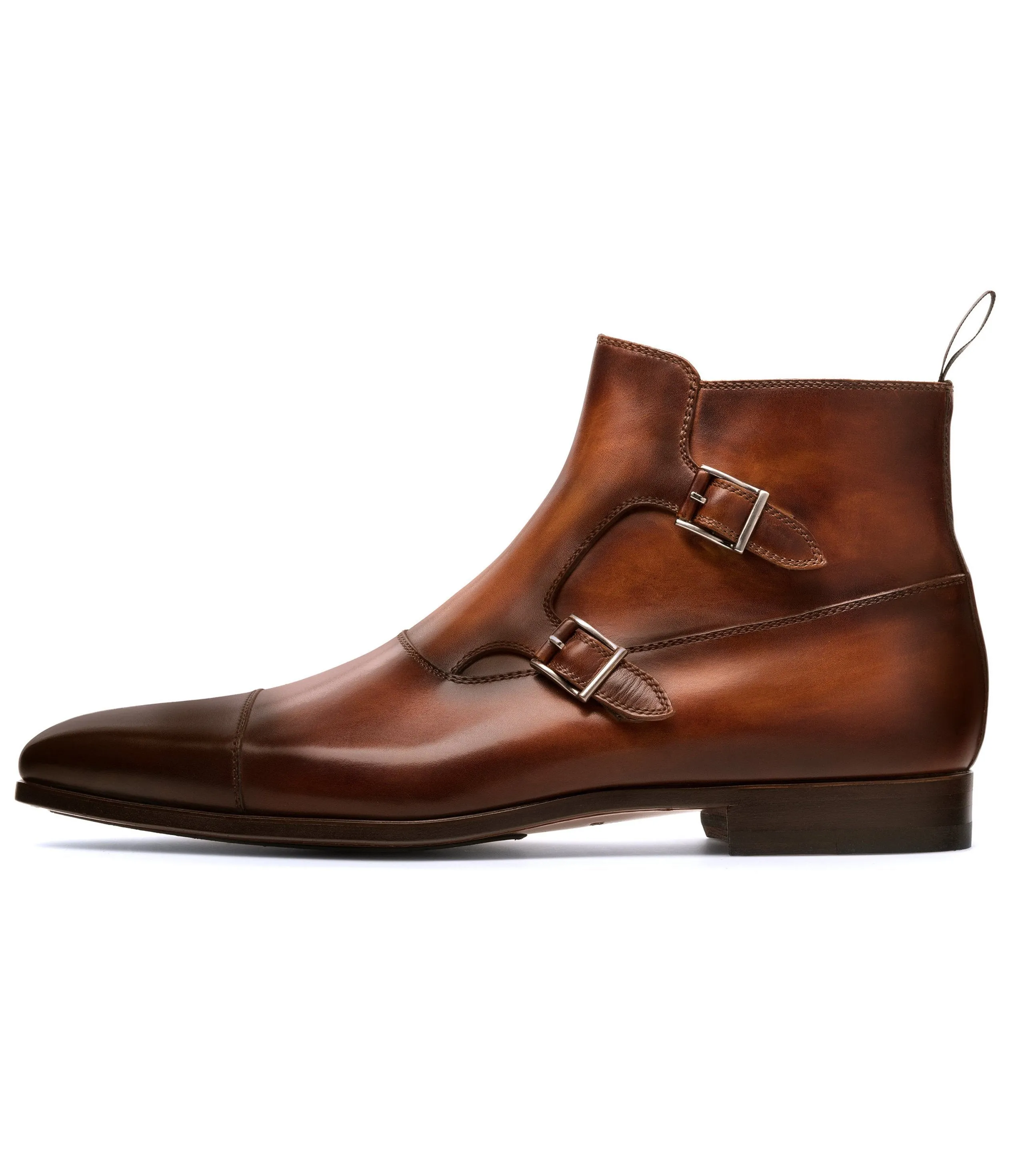Flat Feet Shoes - Brown Leather Bordeaux Zipper Monk Strap Boots with Arch Support sold by Costoso Italiano product image thumbnail 2